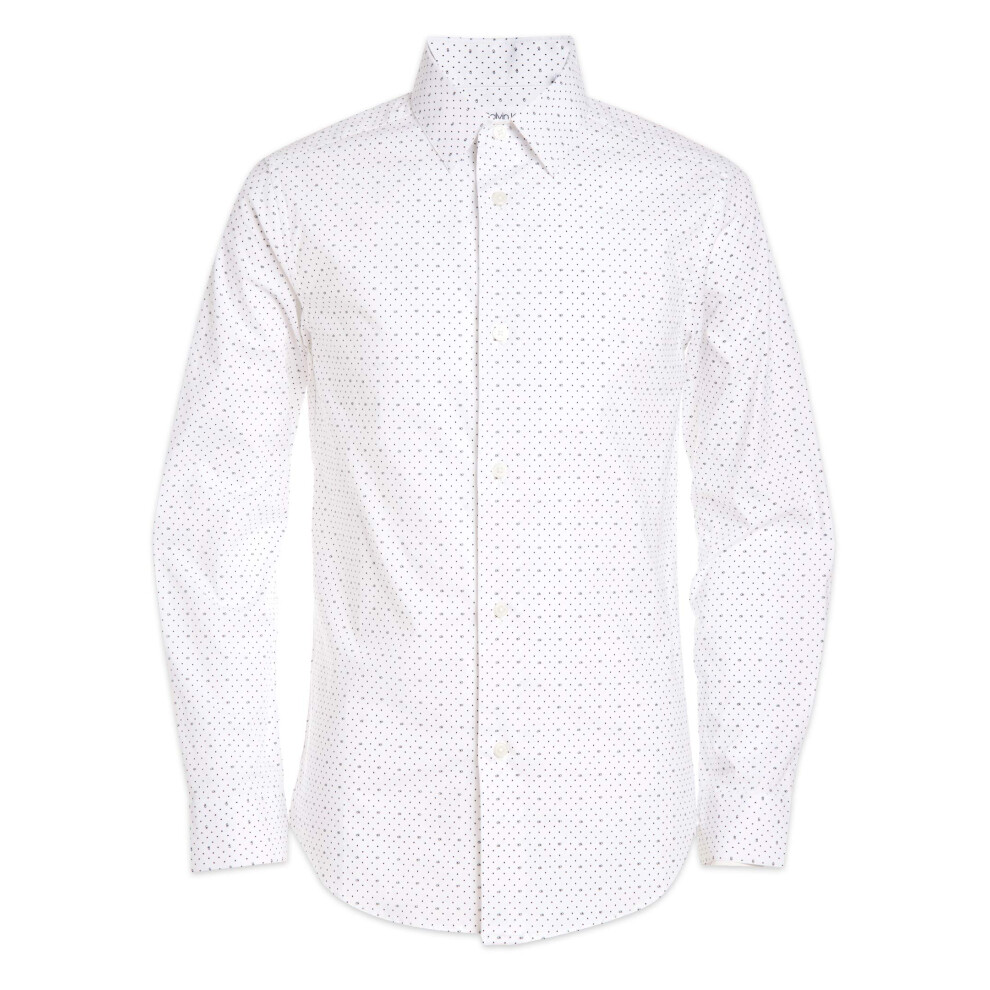 Calvin Klein Boys' Long Sleeve Patterned Dress Shirt  Button-down Styl