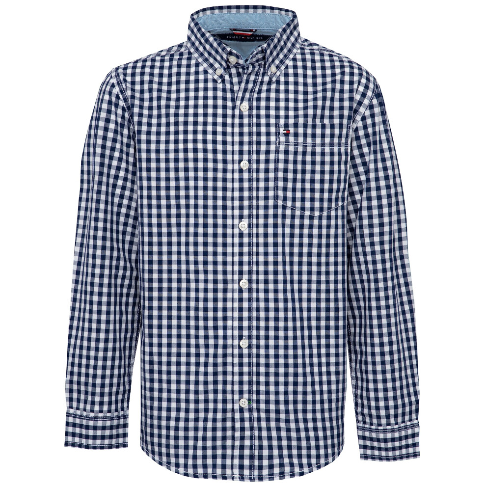 Tommy Hilfiger Boys' Long Sleeve Woven Button-Down Shirt  Baxter Blue