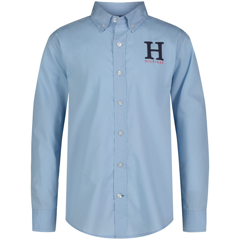 Tommy Hilfiger Boys' Long Sleeve Woven Button-Down Shirt  Cerulean Mat