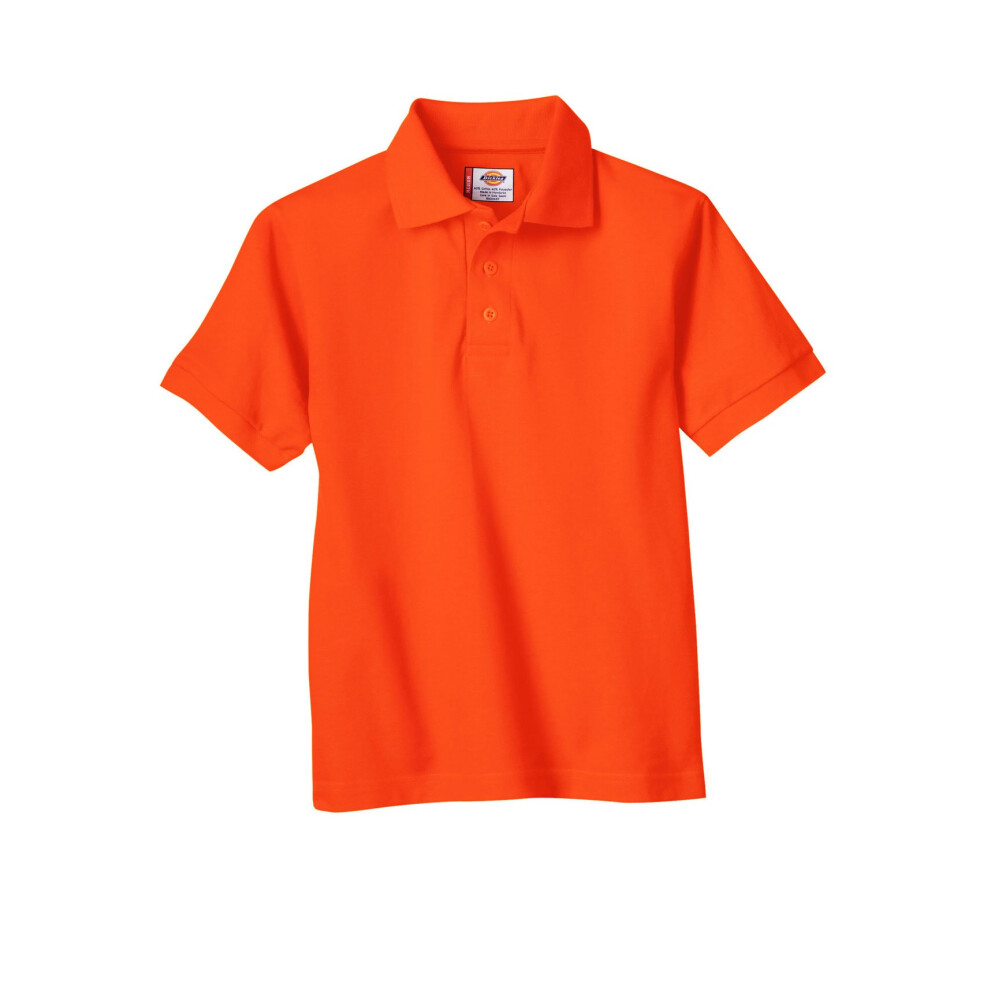 Dickies boys Short Sleeve Pique Polo Shirt  Orange  8 US