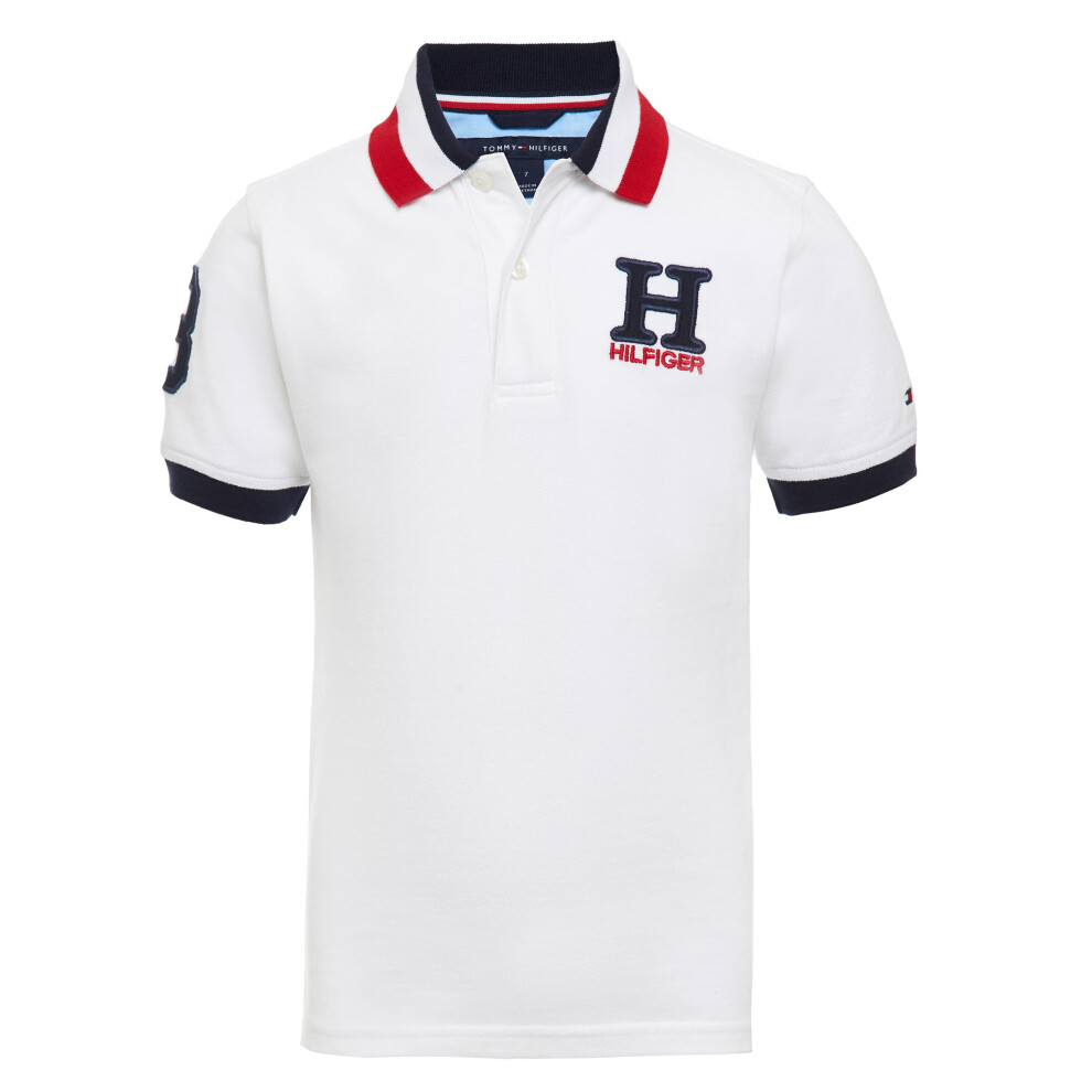 Tommy Hilfiger Boys' Short Sleeve Matt Polo Shirt  White  12-14