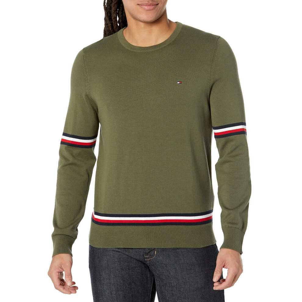 Tommy Hilfiger mens Essential Signature Stripe Crewneck Pullover Sweat