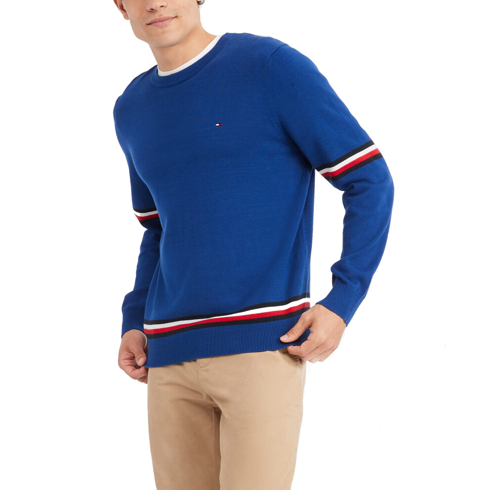 Tommy Hilfiger mens Essential Signature Stripe Crewneck Pullover Sweat