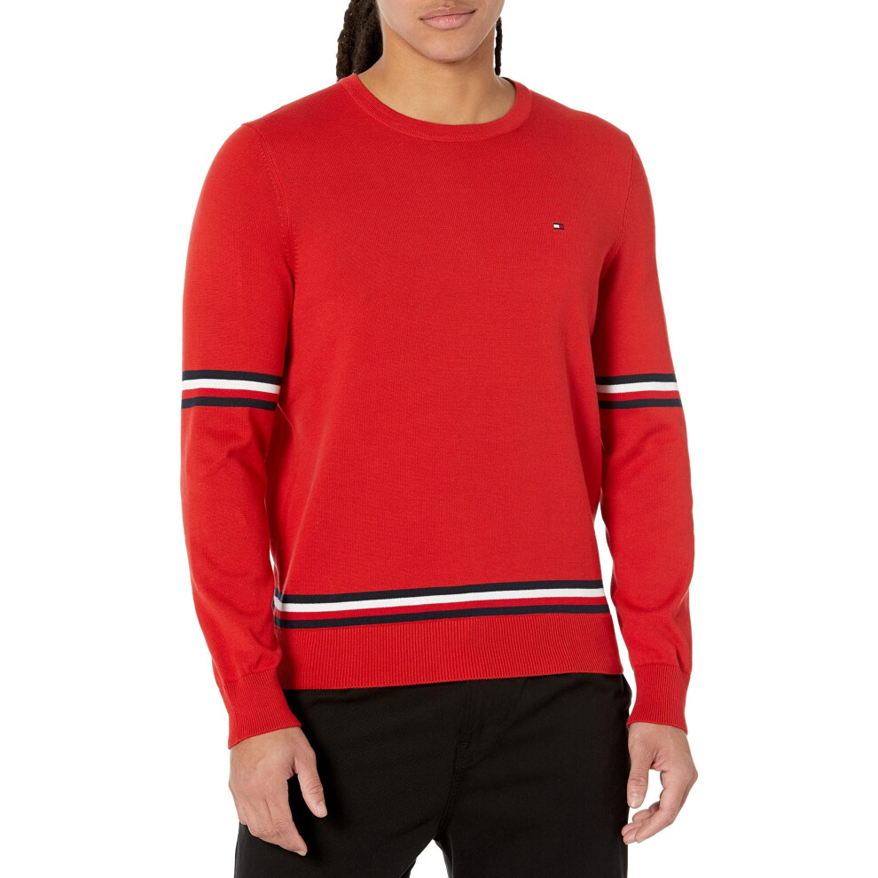 Tommy Hilfiger mens Essential Signature Stripe Crewneck Pullover Sweat