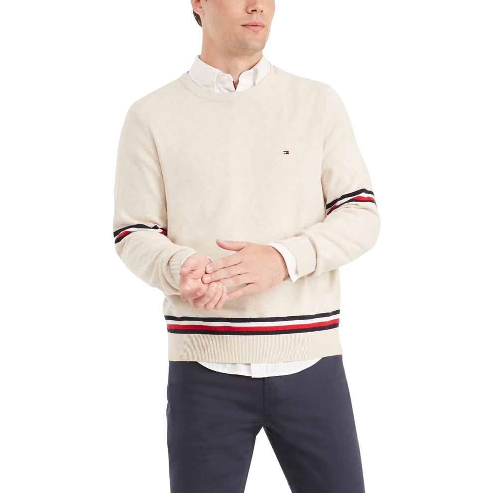 Tommy Hilfiger mens Essential Signature Stripe Crewneck Pullover Sweat