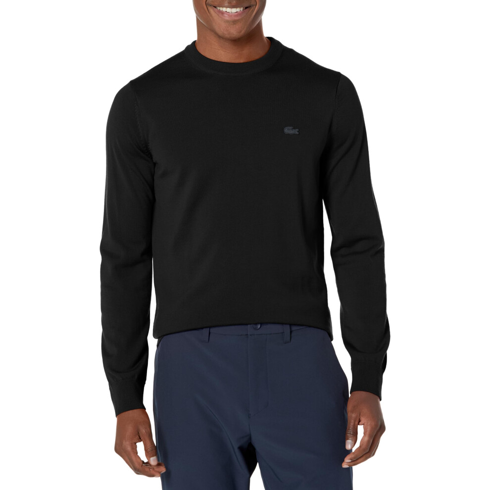 Lacoste Men's Crew Neck Merino Wool Sweater  Noir  X-Small