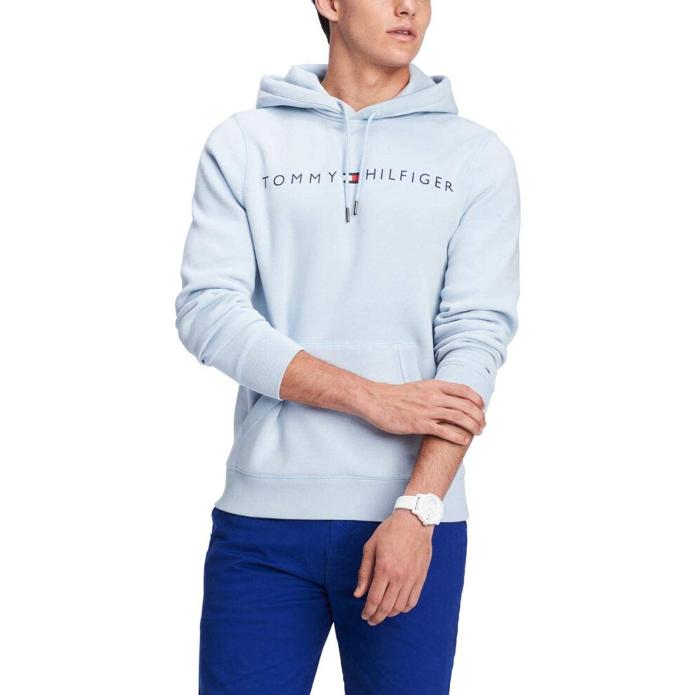 Tommy Hilfiger mens Logo Hoodie Hooded Sweatshirt  Skyway  Small US