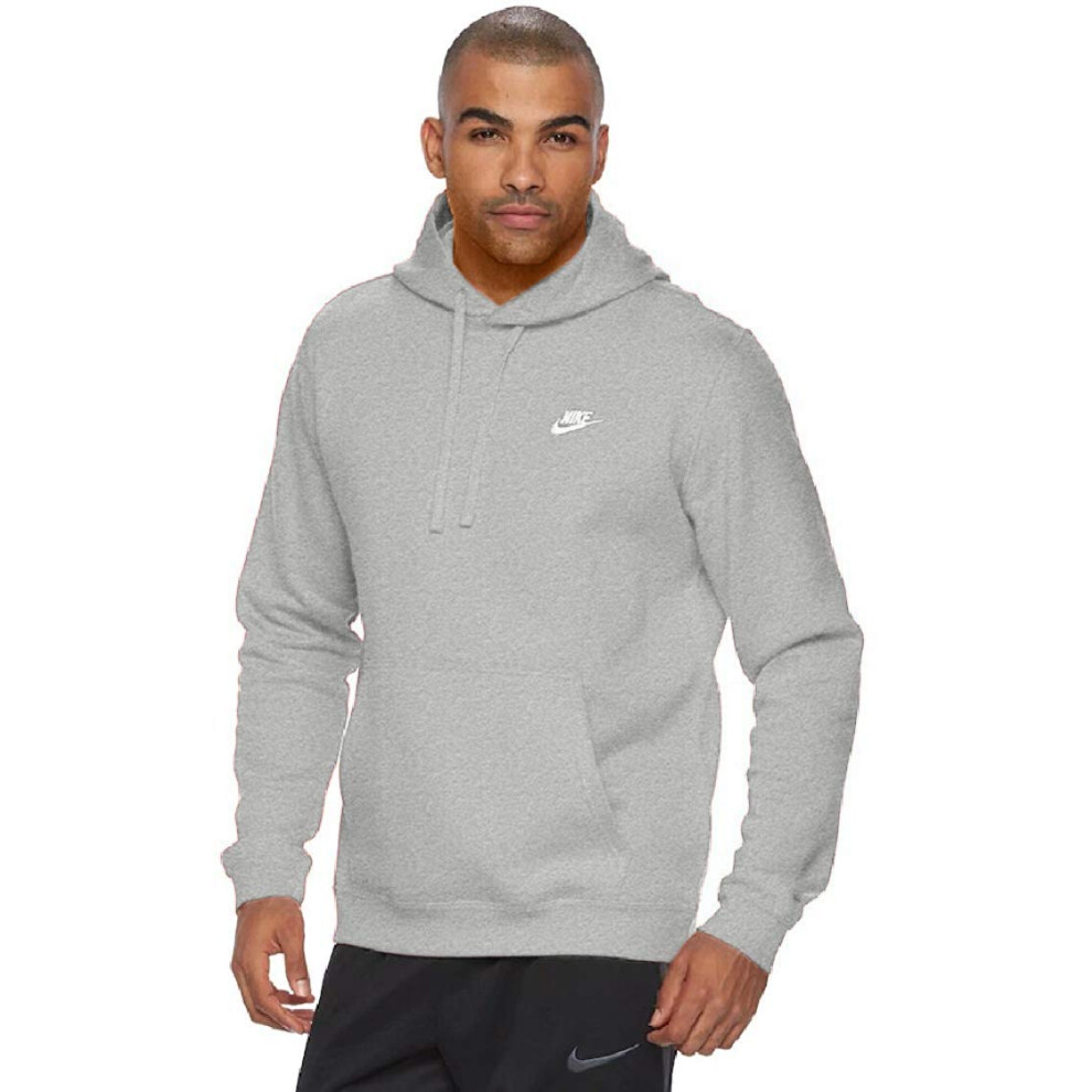 Men's Nike Club Fleece Pullover Hoodie (Dark Gray Heather  XL)