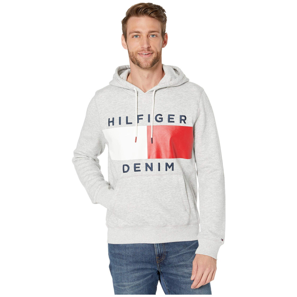 Tommy Hilfiger men's Thd Hoodie Hooded Sweatshirt  Light Grey Denim He