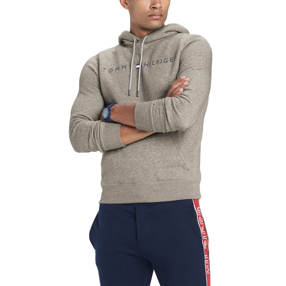 Tommy Hilfiger mens Logo Hooded Sweatshirt  Sport Grey Heather  Small