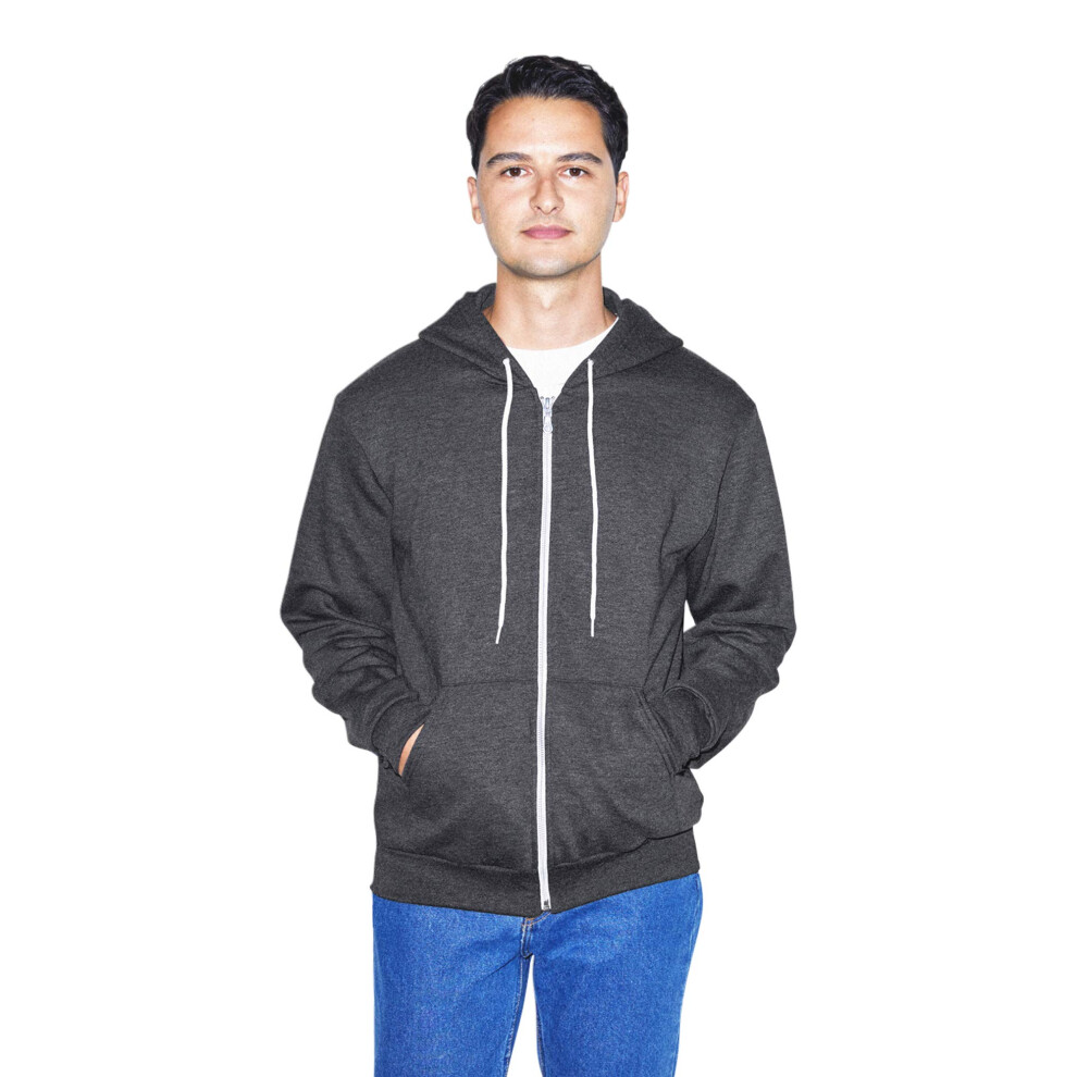 American Apparel Men's Flex Fleece Long Sleeve Zip Hoodie  Dark Heathe