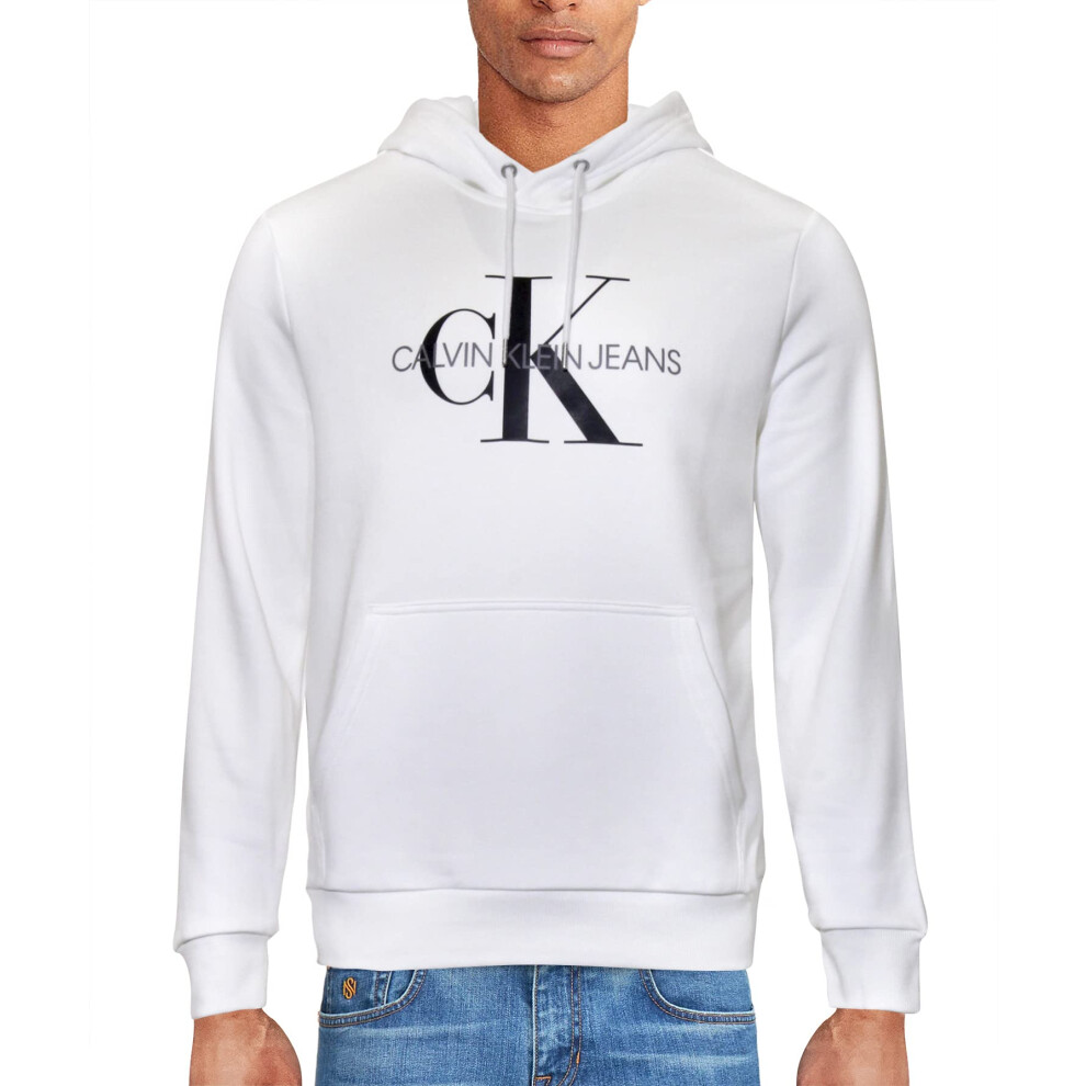 Calvin Klein Men's Logo-Hoodie  Brilliant White Monogram  X-Large