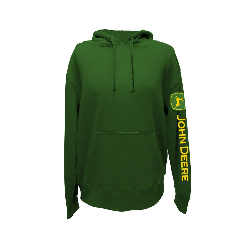 John Deere Mens Logo Sleeve Print Hooded Sweatshirt-JD Green-M