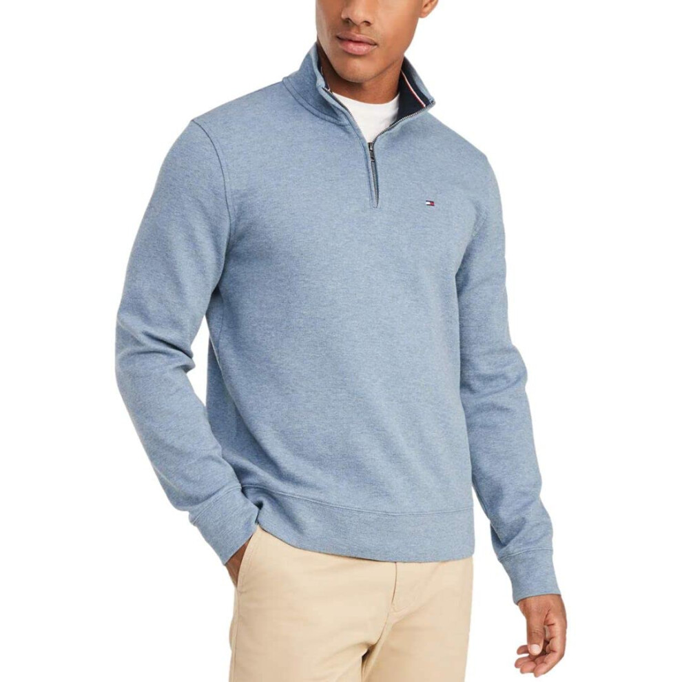 Tommy Hilfiger mens 1/4 Zip Mockneck-sweatshirt Sweatshirt  Fleet Blue