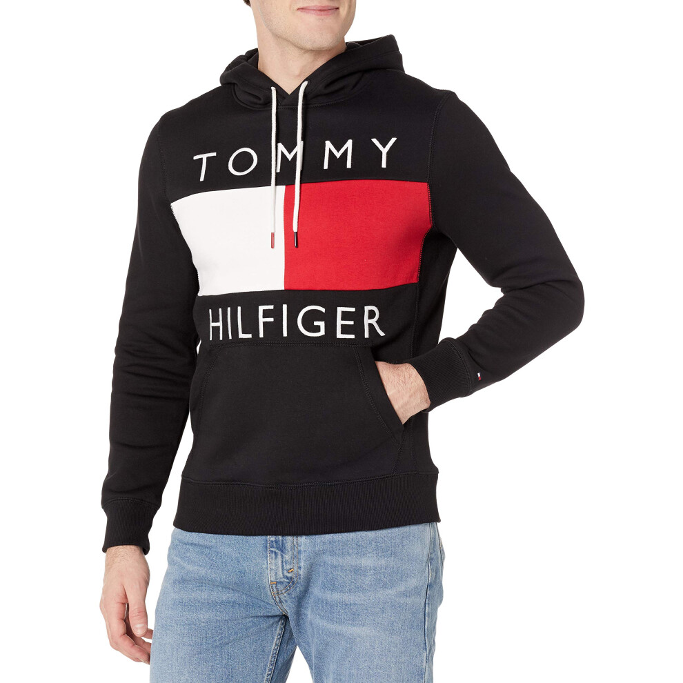 Tommy Hilfiger mens Quinn Hoodie Hooded Sweatshirt  Th Deep Black  Med