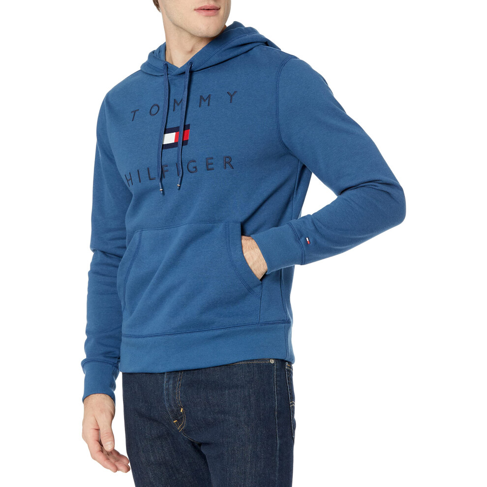 Tommy Hilfiger Men's Long Sleve Stacked Logo Pullover Hoodie Sweatshir