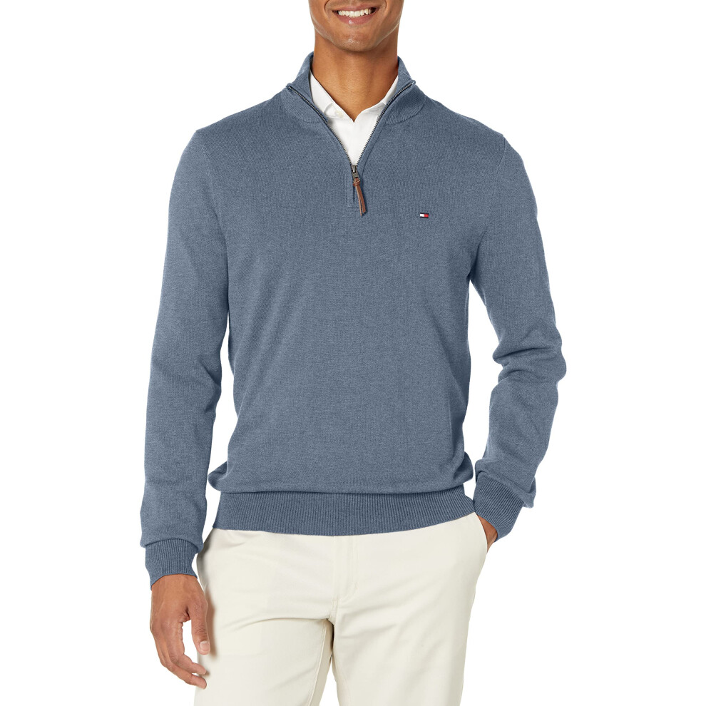 Tommy Hilfiger mens Long Sleeve Cotton Quarter Zip Pullover Sweater  N