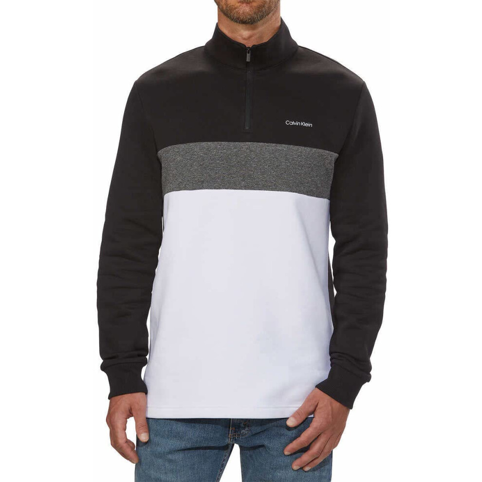 Calvin Klein Mens Mid-Weight Quarter Zip Pullover (Black  Medium)