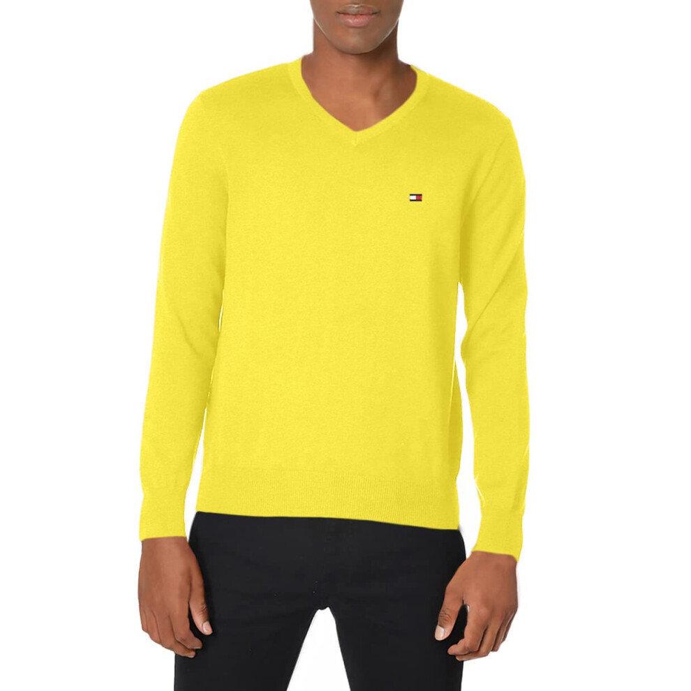 Tommy Hilfiger mens Cotton Neck Pullover Sweater  Bright Sunshine  X-S