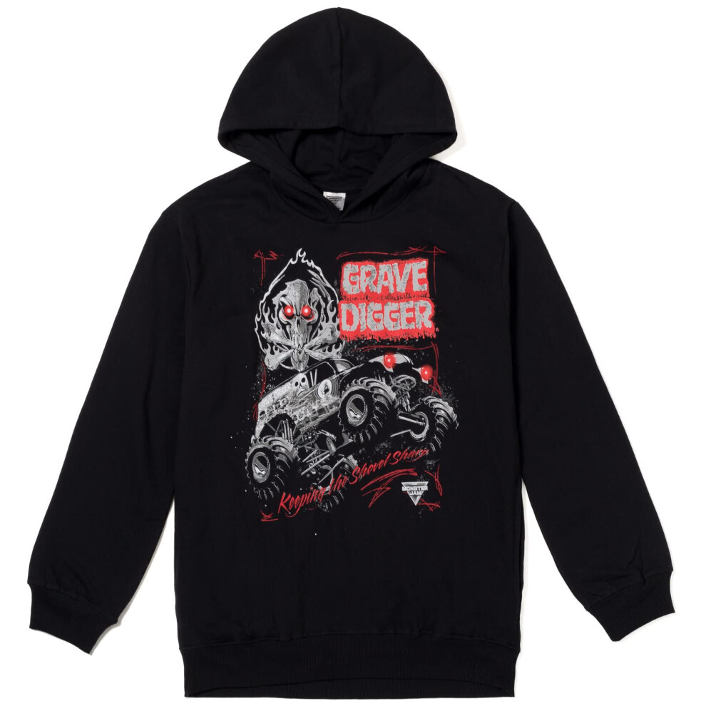 Monster Jam Grave Digger Mens Fleece Hoodie Black X-Small