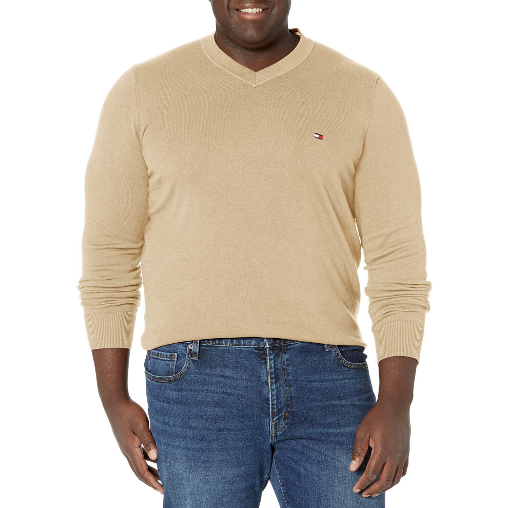 Tommy Hilfiger Men's Tall Essential Long Sleeve Cotton V-Neck Pullover