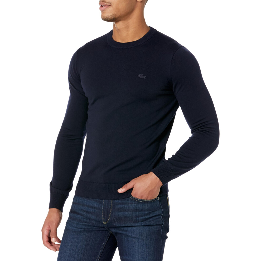 Lacoste Men's Crew Neck Merino Wool Sweater  Marine  X-Small