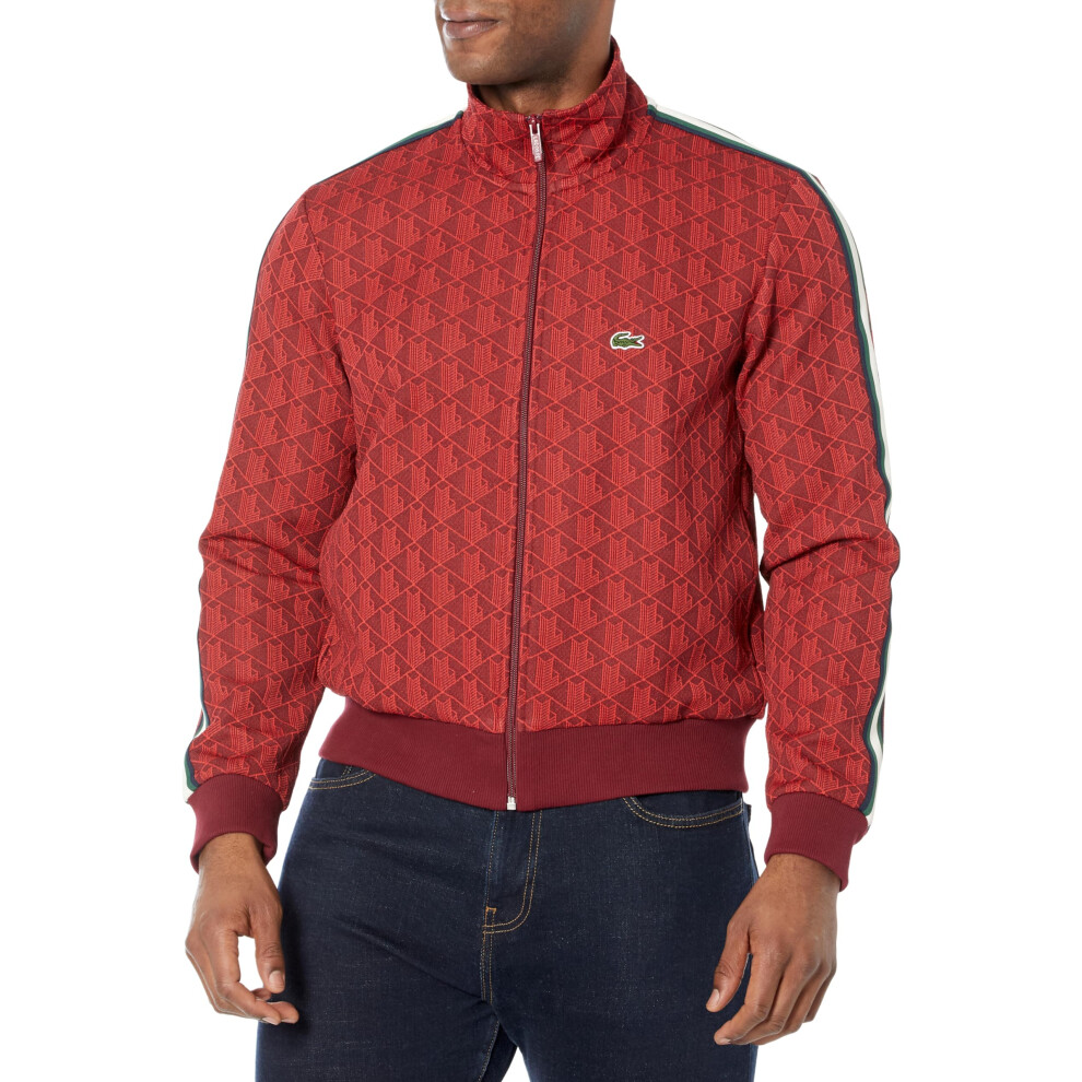 Lacoste Men's Vintage Fit Printed Full Zip Sweatshirt  Pinot/RED