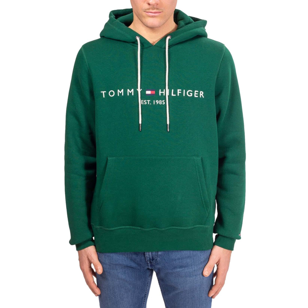 Tommy Hilfiger mens Embroidered Tommy Logo Fleece Pullover Hooded Swea