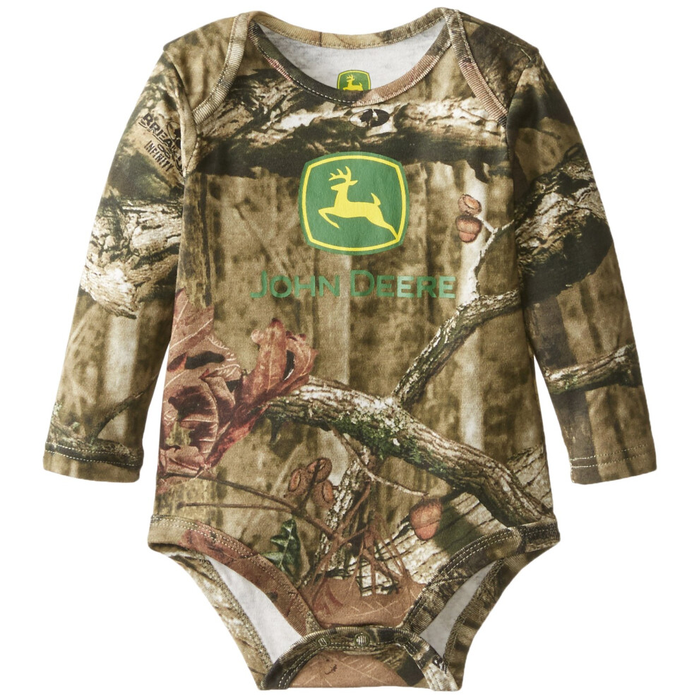 John Deere Baby Boys' Newborn Long Sleeve Trademark Bodyshirt Mossy Oa