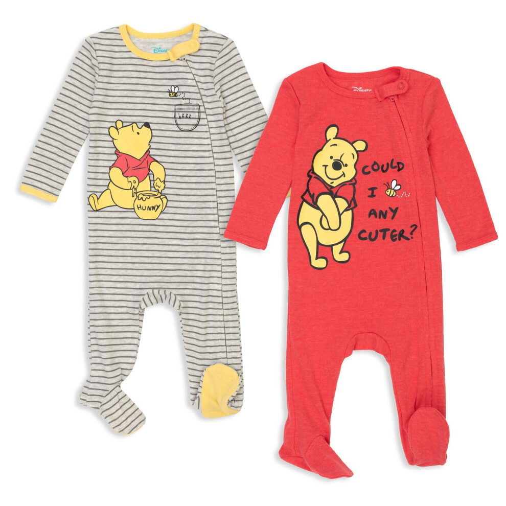 Disney Winnie The Pooh Baby Boys 2 Pack Sleep N' Play Coverall White/R