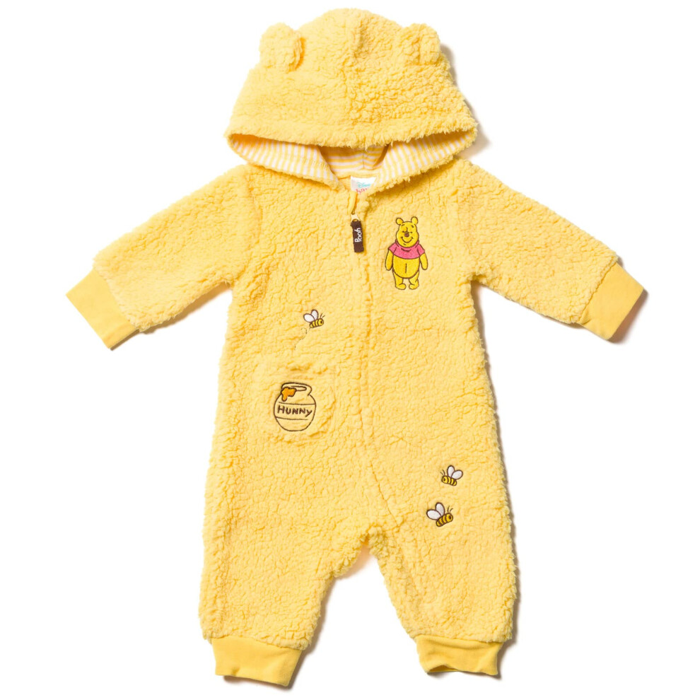 Disney Winnie the Pooh Infant Baby Boys Zip Up Coverall Yellow 12 Mont