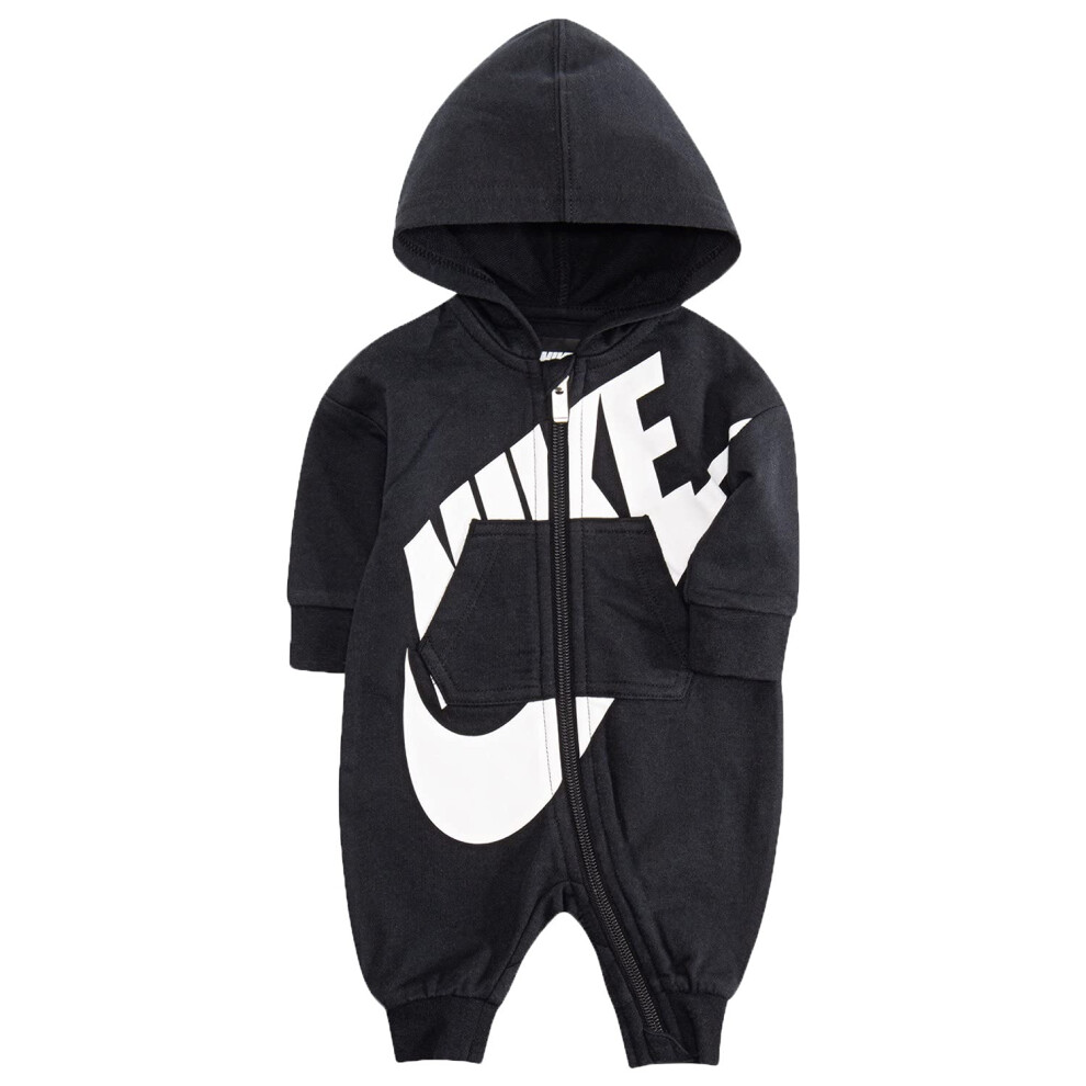 Nike Baby Boy All Day Play Hooded Coverall Romper (Black(56B954-023)/W