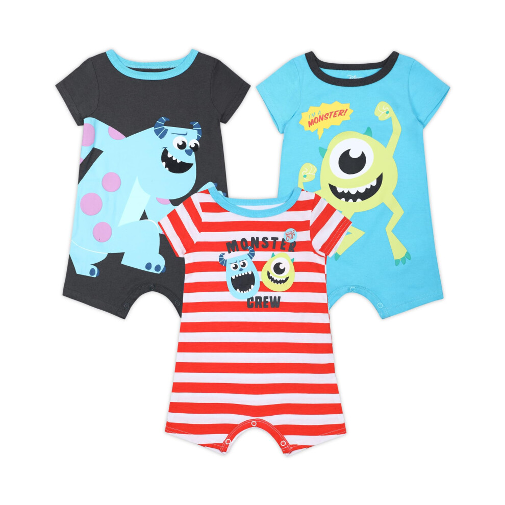 Disney Baby Boy Monsters Inc Rompers Baby Newborn Clothes 18M (3 Pack)