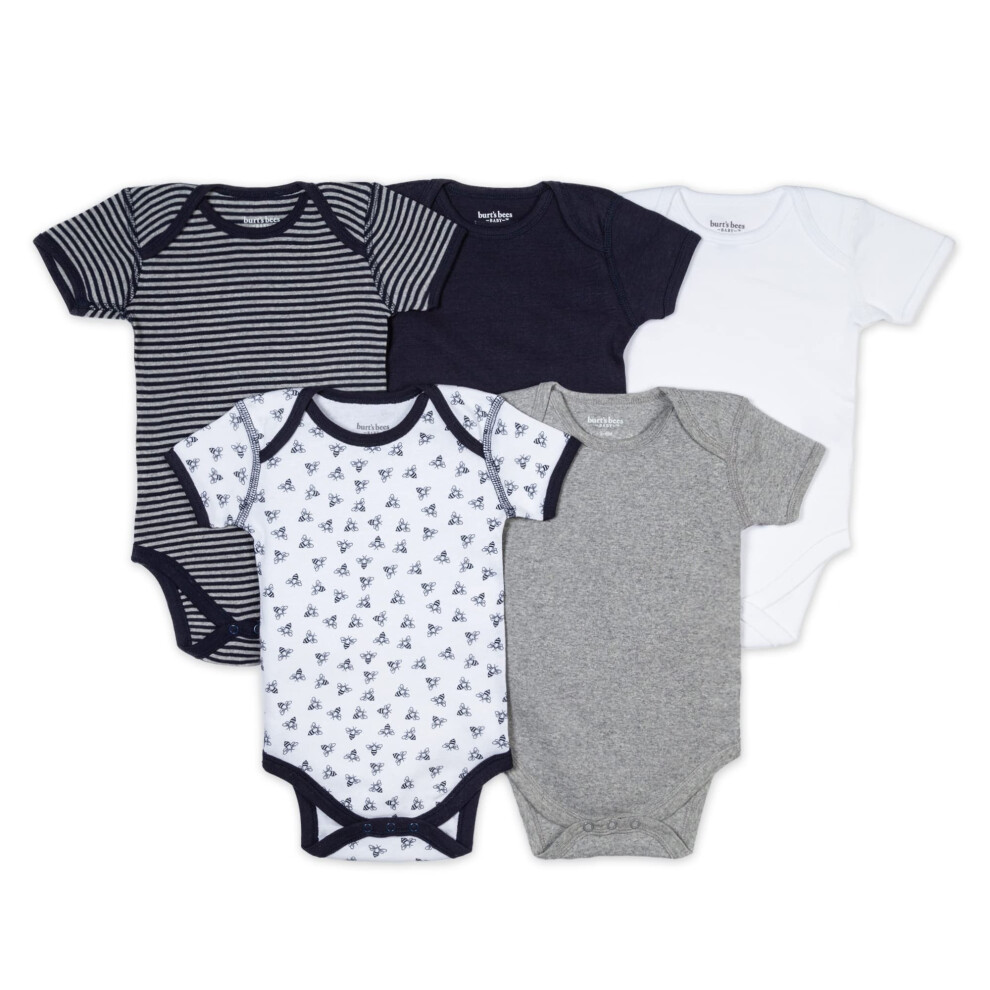 Burts Bees Baby Unisex Baby Bodysuits  5-Pack Short & Long Sleeve One-