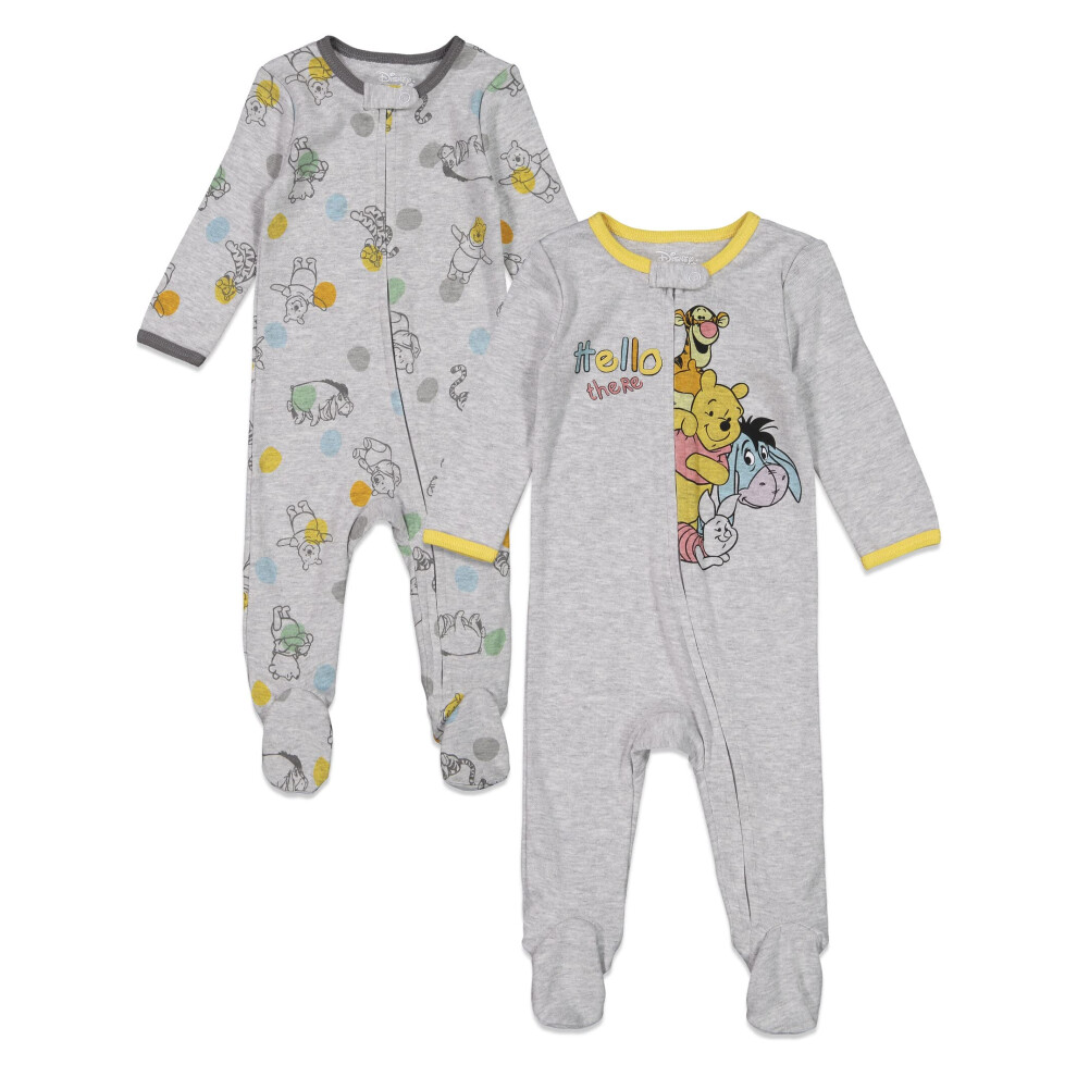 Disney Winnie The Pooh Newborn Baby Boys 2 Pack Zip Up Sleep N' Play B