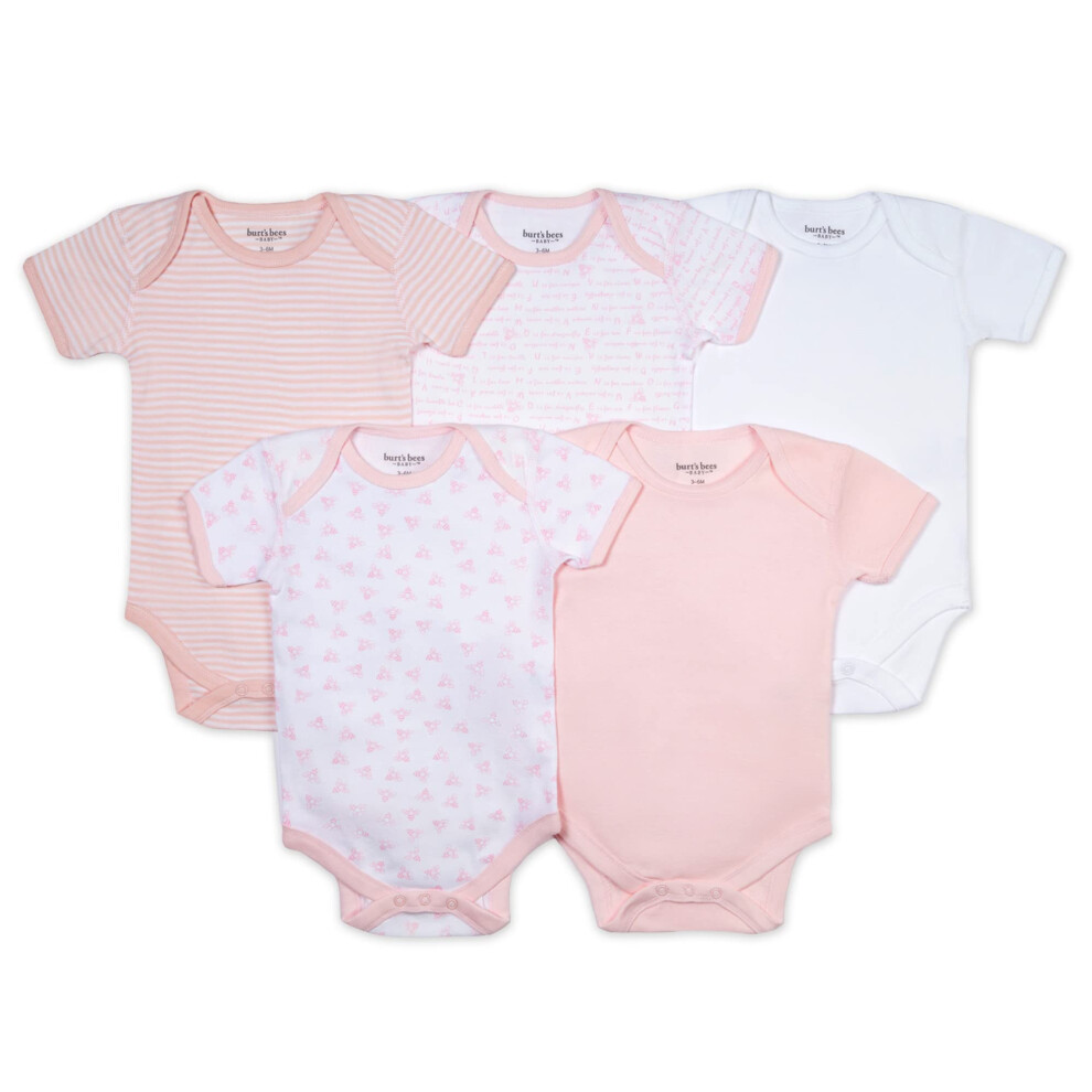 Burts Bees Baby Unisex Baby Bodysuits  5-Pack Short & Long Sleeve One-