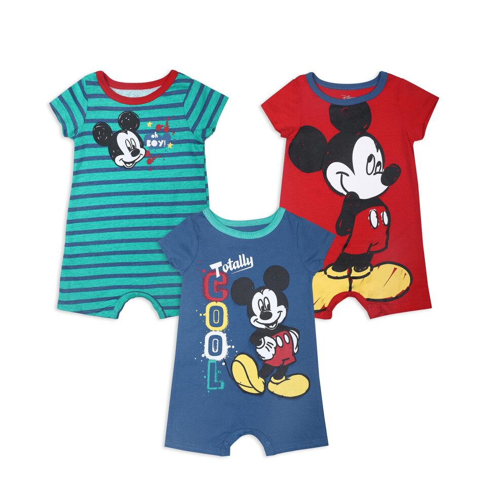 Disney Baby 3 Pack Rompers  Mickey Blue  24 Months