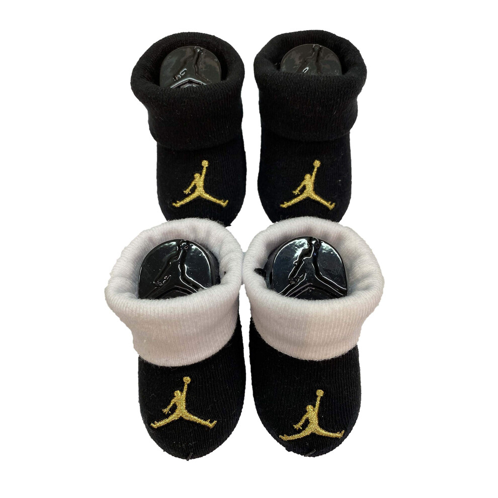 Jordan 2-Pack Black & Gold Booties New Born 0-6 Months