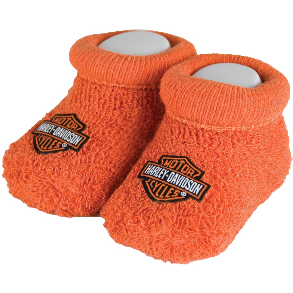 Harley-Davidson Baby Boys' Boxed Booties  Bar & Shield Logo  Orange S9