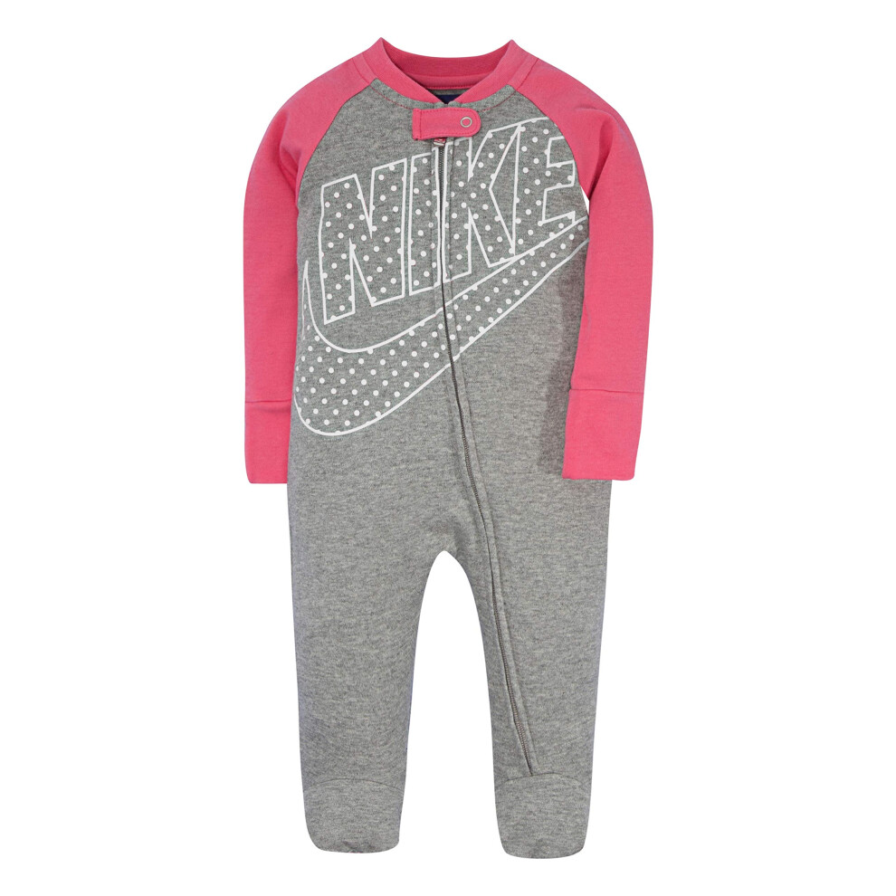 Nike Baby Sportswear Graphic Footed Coverall  Dark Grey Heather/Pink