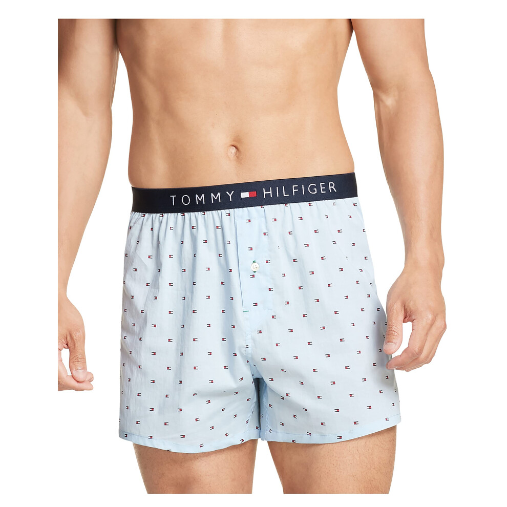 Tommy Hilfiger Men's Underwear Slim Fit Woven Boxer  Ice  Medium