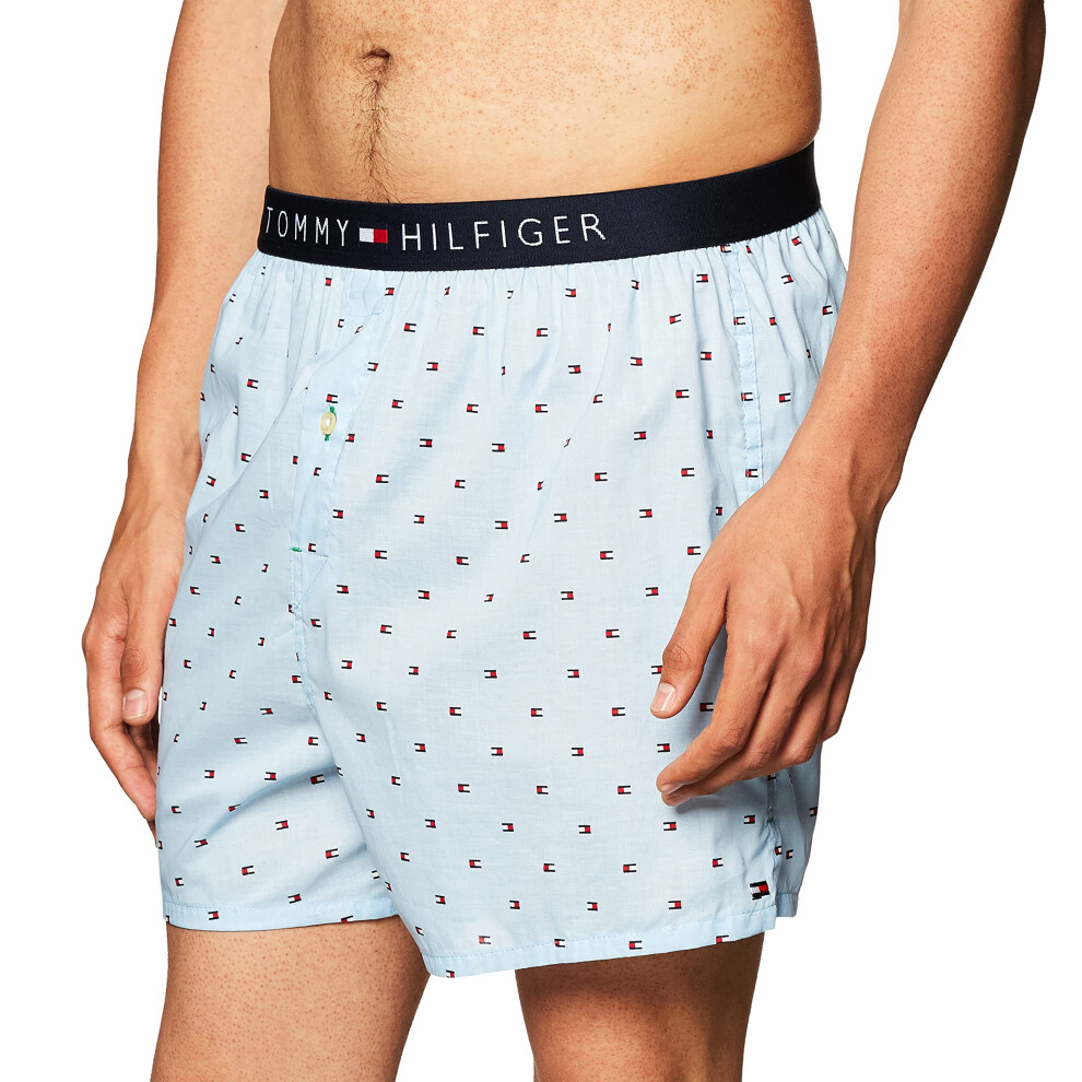 Tommy Hilfiger Men's Underwear Woven Boxers  Ice  Medium