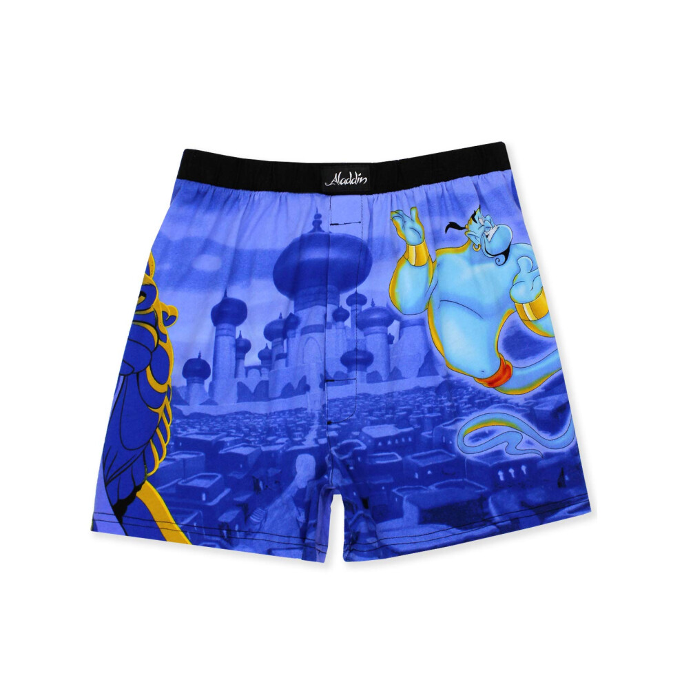 Disney Aladdin Genie Jafar Mens Briefly Stated Boxer Lounge Shorts (X-