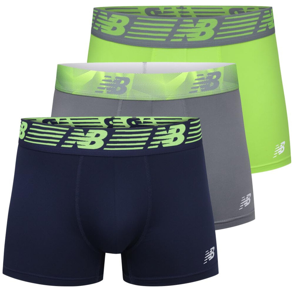 New Balance Men's 3"" Premium Performance Trunks (3 Pack) Hi Lite/Stee