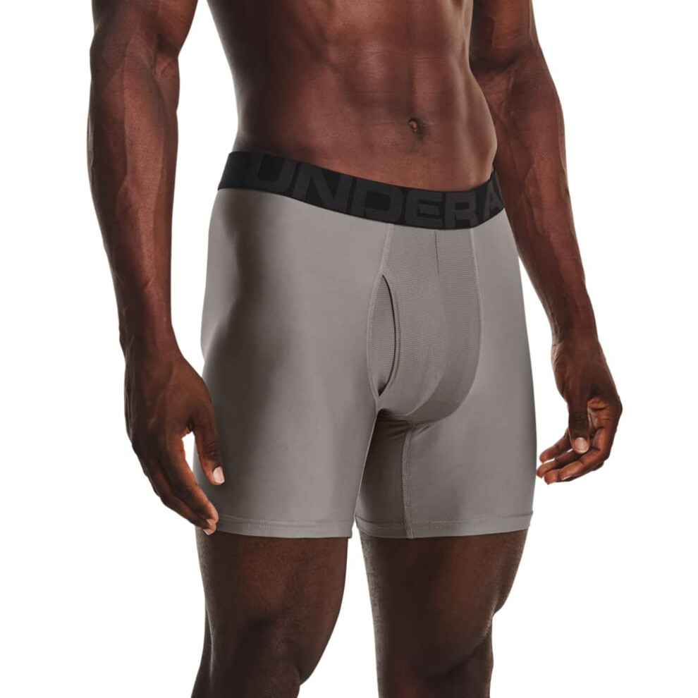 Under Armour mens Tech 6-inch Boxerjock 1-Pack  (294) Pewter / / Black