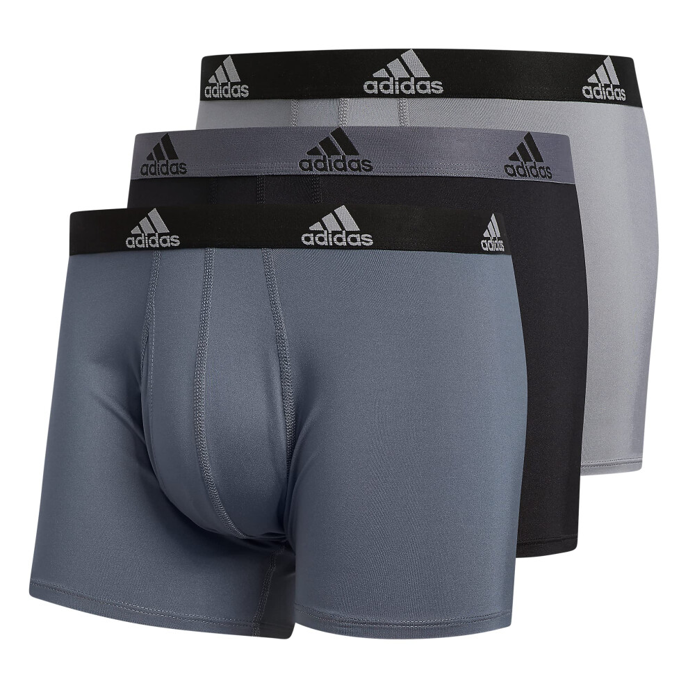 adidas Men's Performance Trunk Underwear (3-Pack)  Onix Grey/Black/Gre