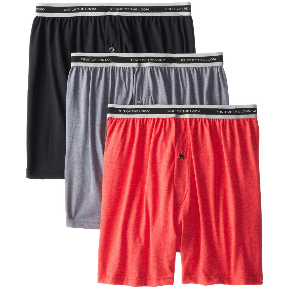 Fruit of the Loom Men's Sure Fit Knit Boxers  Assorted  Medium(Pack of