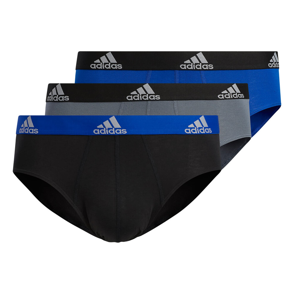 adidas Men's Stretch Cotton Brief Underwear (3-Pack) Boxed  Bold Blue/