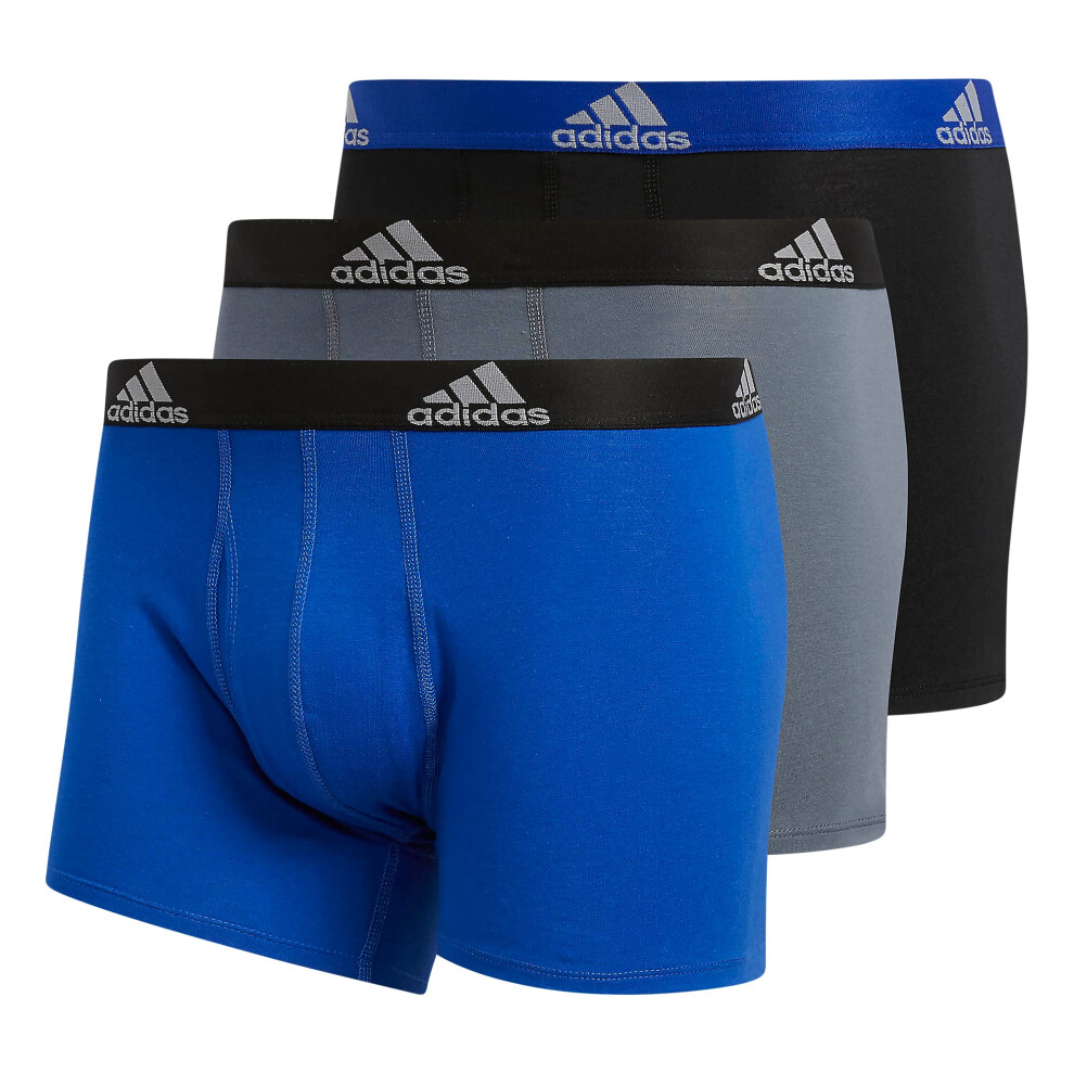 adidas Men's Stretch Cotton Trunk Underwear (3-Pack)  Bold Blue/Onix G