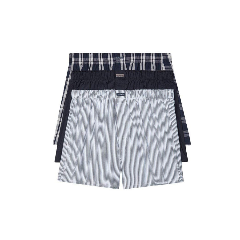 Calvin Klein Men's Cotton Classics 3-Pack Boxer  Tide/Morgan Plaid  Ti